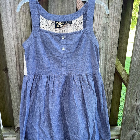 Derek Heart Dresses & Skirts - Derek Heart denim and crochet lace babydoll dress